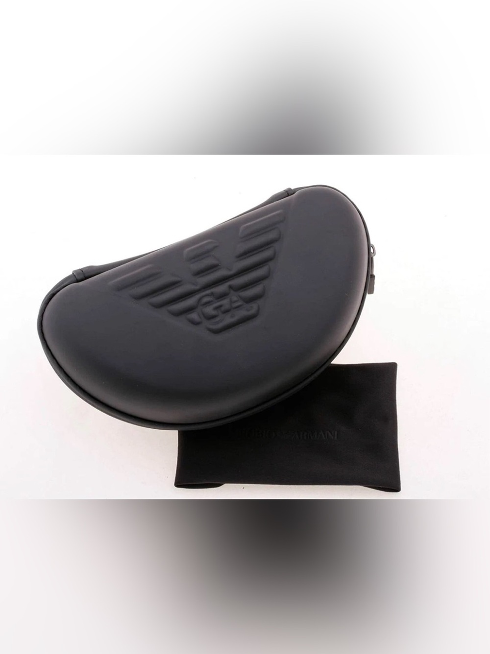 GIORGIO ARMANI Sunglasses Glasses Hard Shell Case Black Lens Cloth Cleaning Wipe